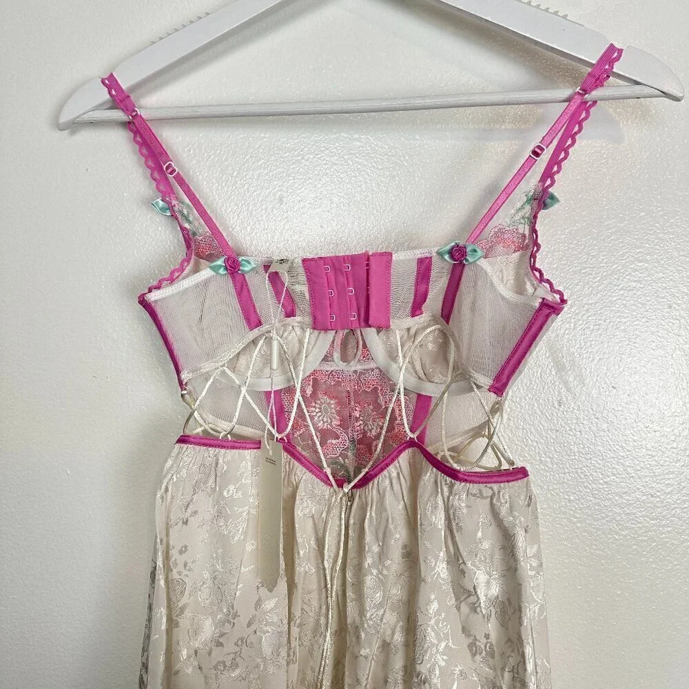 FOR LOVE & LEMONS Festival Floral Slip Dress in White Multi Size XX-Small NWT